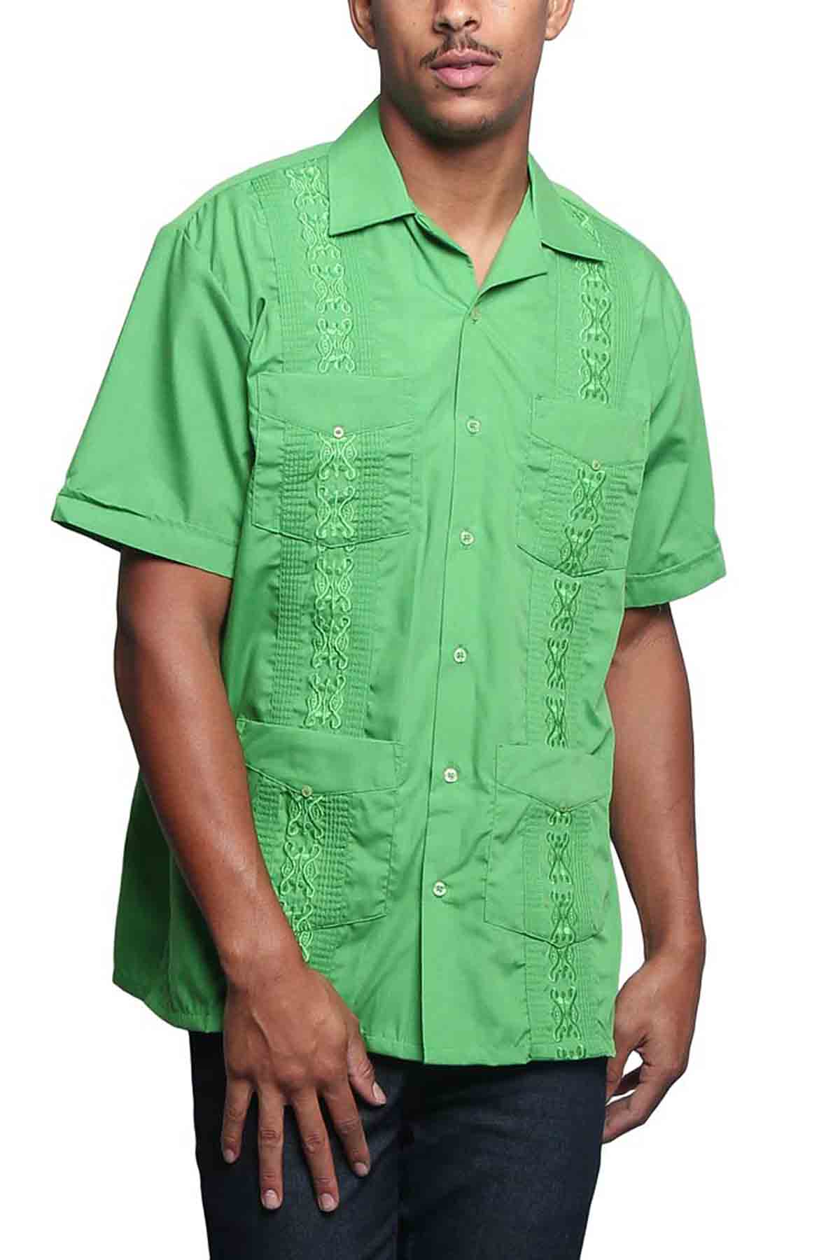 Guayabera Embroidered Pleated Cuban Shirt