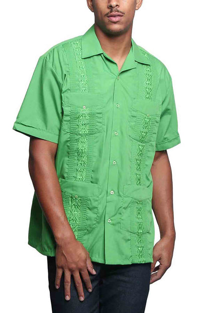Guayabera Embroidered Pleated Cuban Shirt