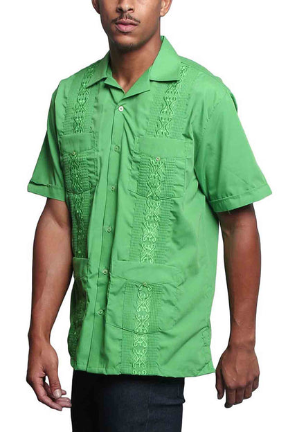 Guayabera Embroidered Pleated Cuban Shirt
