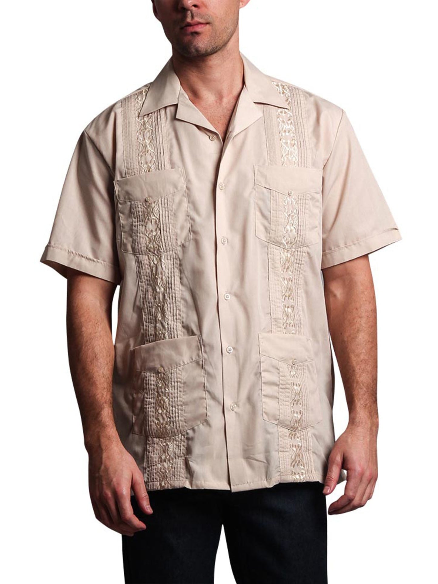 Guayabera Embroidered Pleated Cuban Shirt