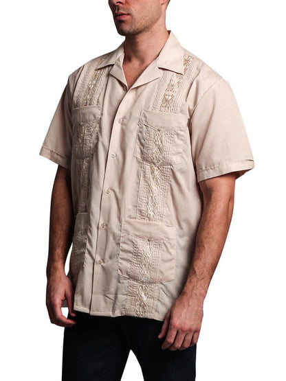 Guayabera Embroidered Pleated Cuban Shirt