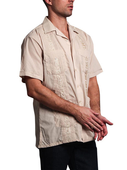 Guayabera Embroidered Pleated Cuban Shirt