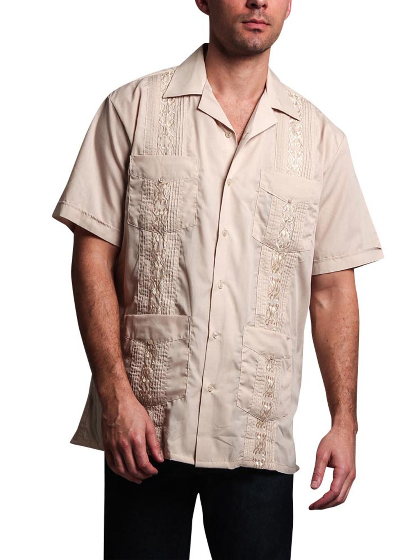 Guayabera Embroidered Pleated Cuban Shirt