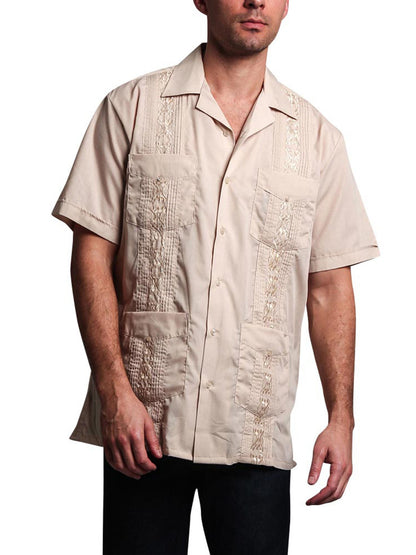 Guayabera Embroidered Pleated Cuban Shirt