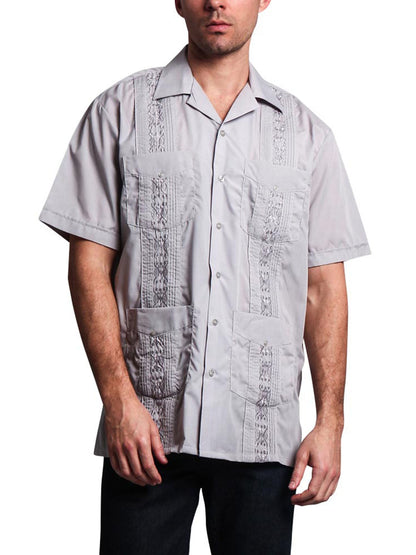 Guayabera Embroidered Pleated Cuban Shirt