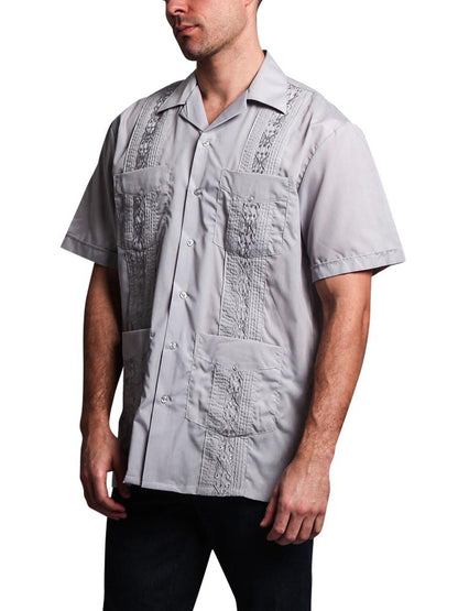Guayabera Embroidered Pleated Cuban Shirt