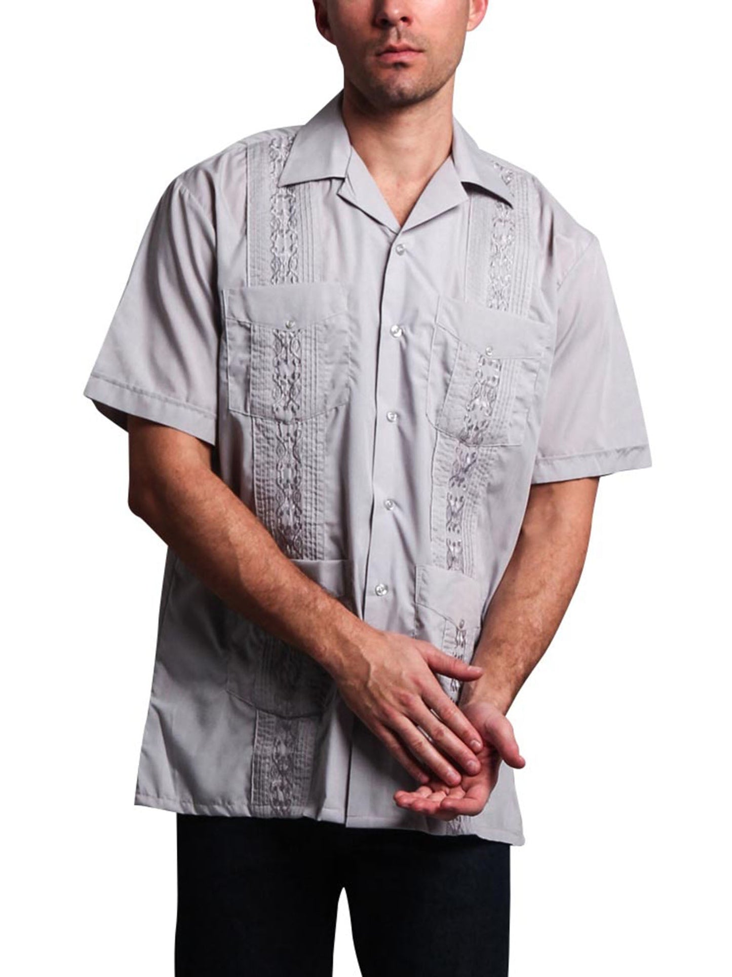 Guayabera Embroidered Pleated Cuban Shirt
