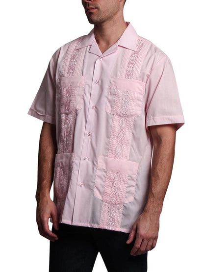 Guayabera Embroidered Pleated Cuban Shirt