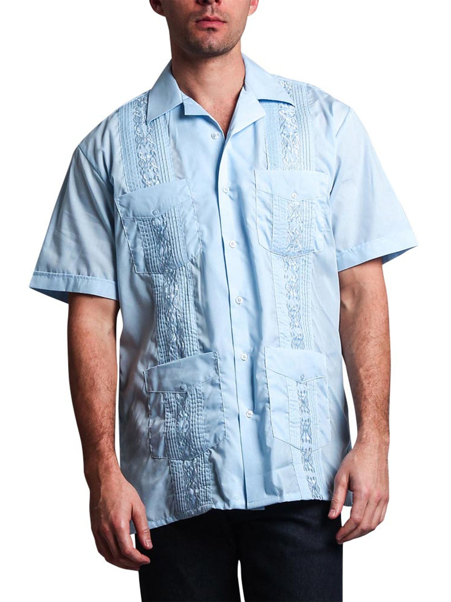 Guayabera Embroidered Pleated Cuban Shirt