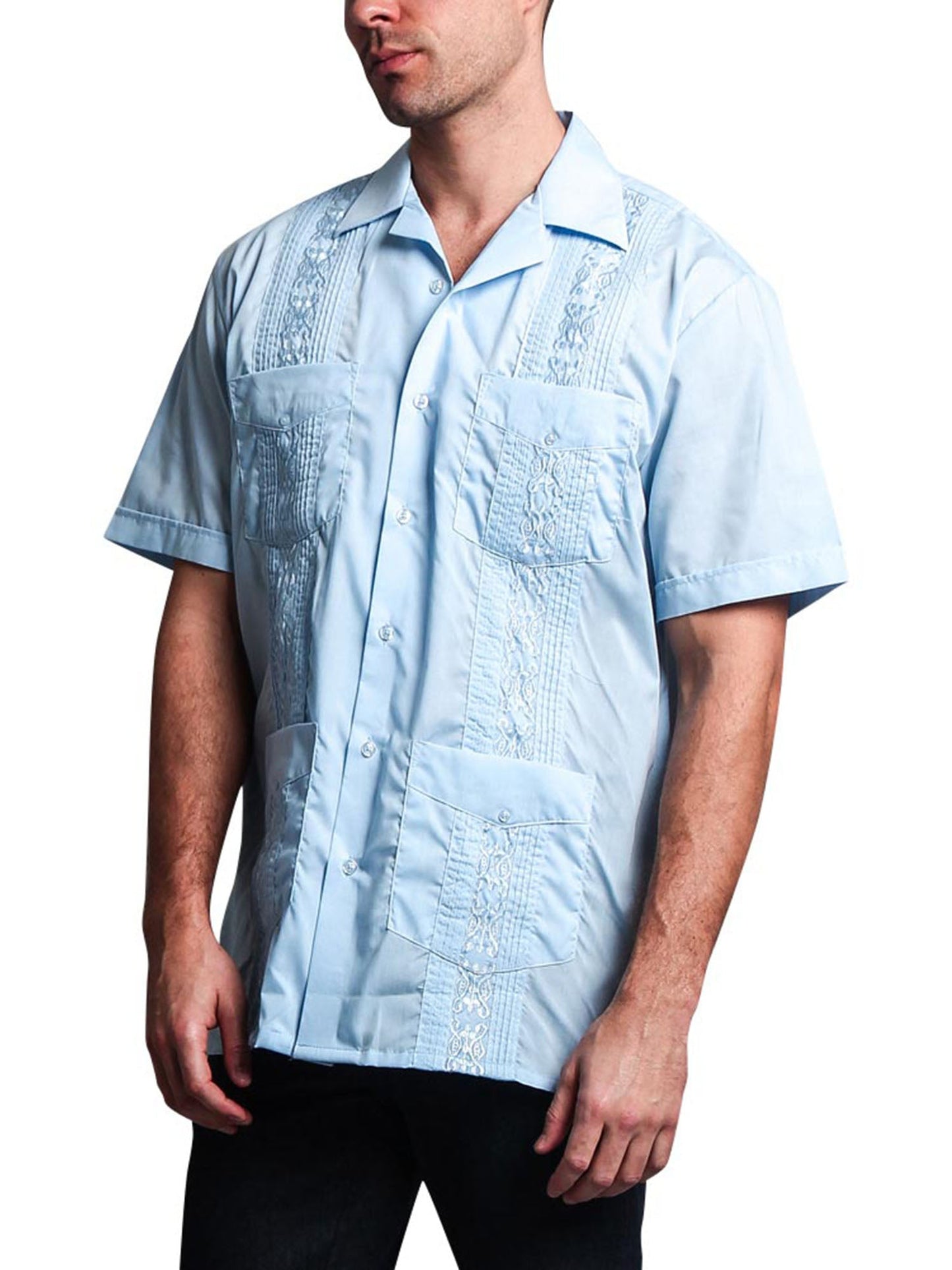 Guayabera Embroidered Pleated Cuban Shirt