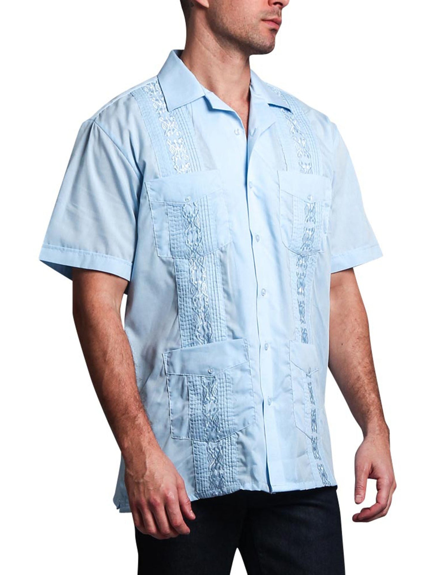 Guayabera Embroidered Pleated Cuban Shirt