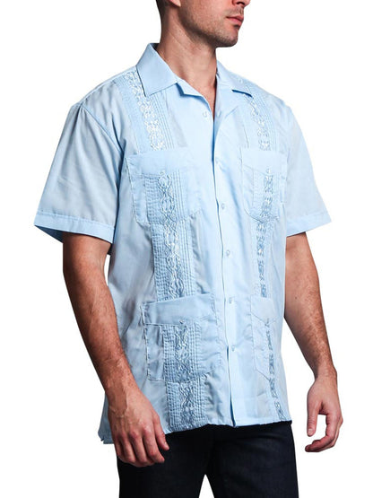 Guayabera Embroidered Pleated Cuban Shirt