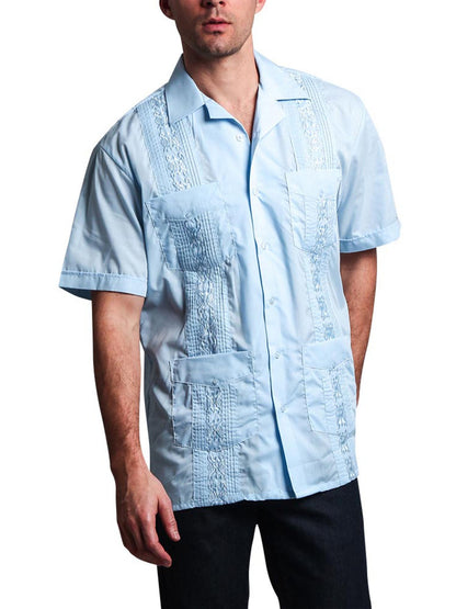 Guayabera Embroidered Pleated Cuban Shirt