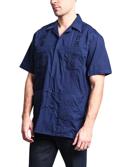 Guayabera Embroidered Pleated Cuban Shirt