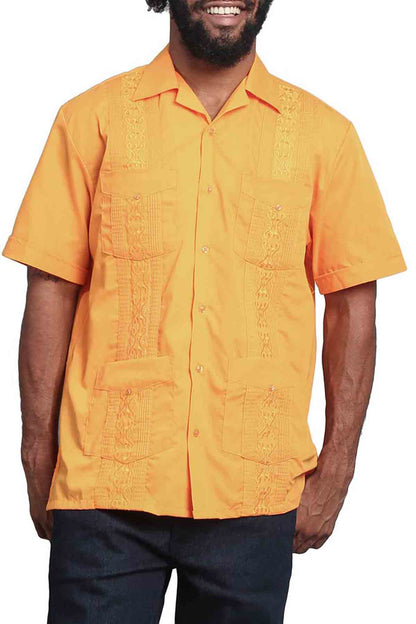 Guayabera Embroidered Pleated Cuban Shirt