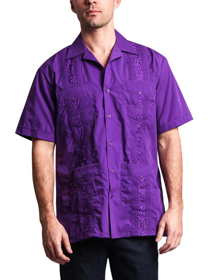 Guayabera Embroidered Pleated Cuban Shirt
