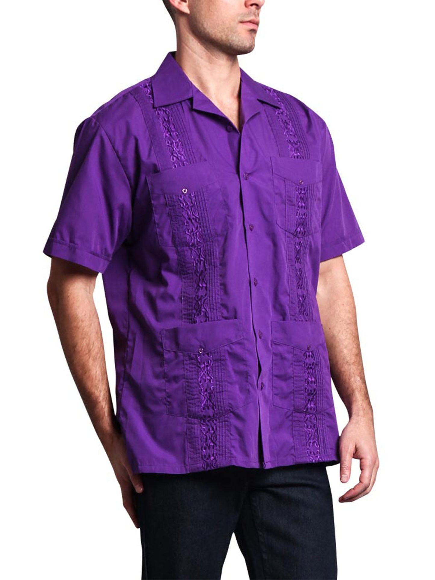 Guayabera Embroidered Pleated Cuban Shirt