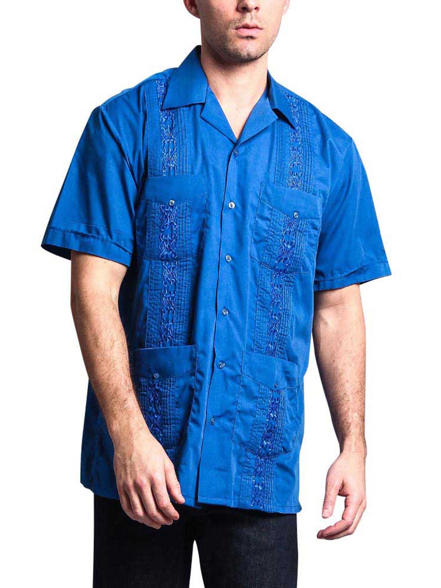 Guayabera Embroidered Pleated Cuban Shirt