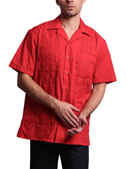 Guayabera Embroidered Pleated Cuban Shirt
