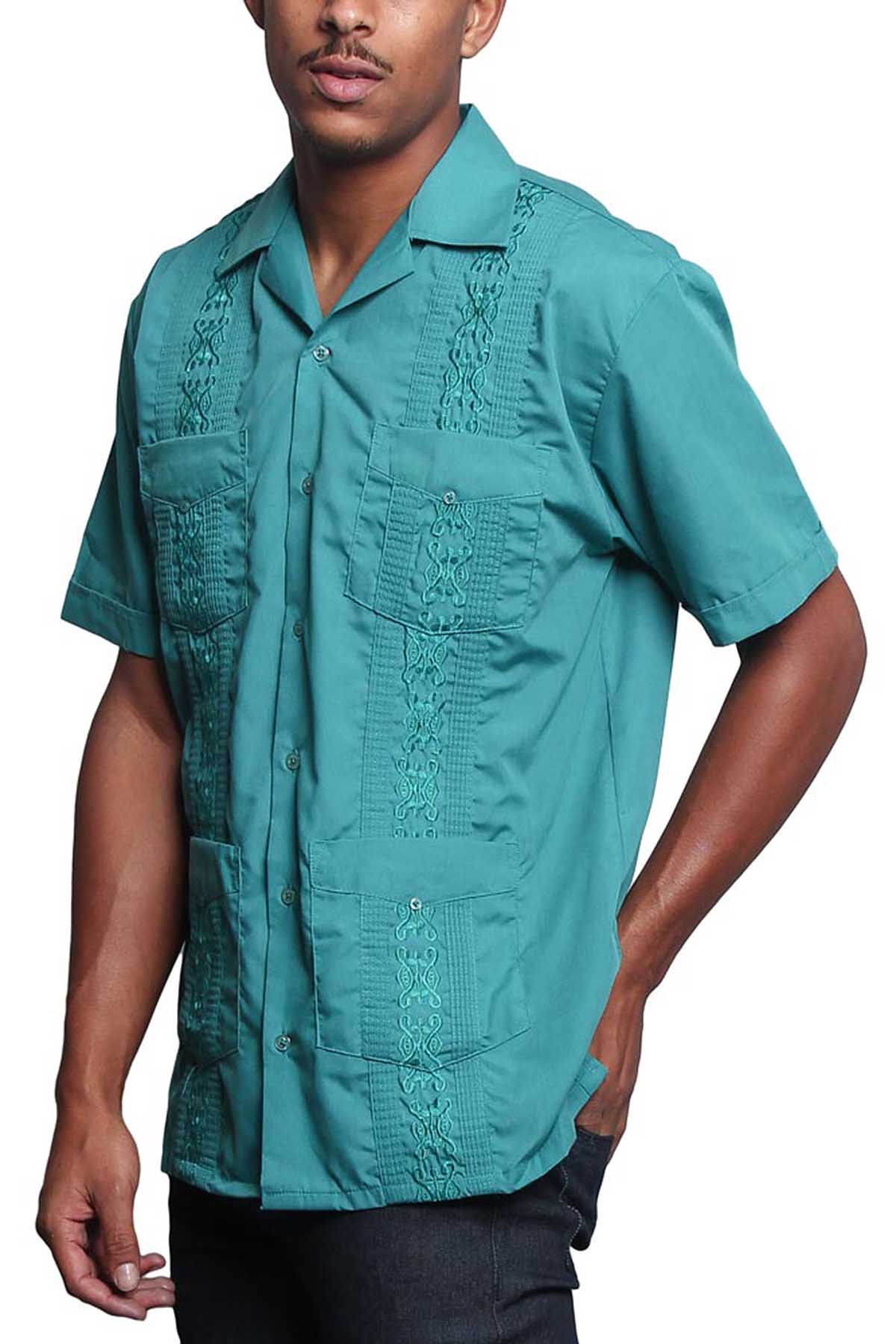 Guayabera Embroidered Pleated Cuban Shirt