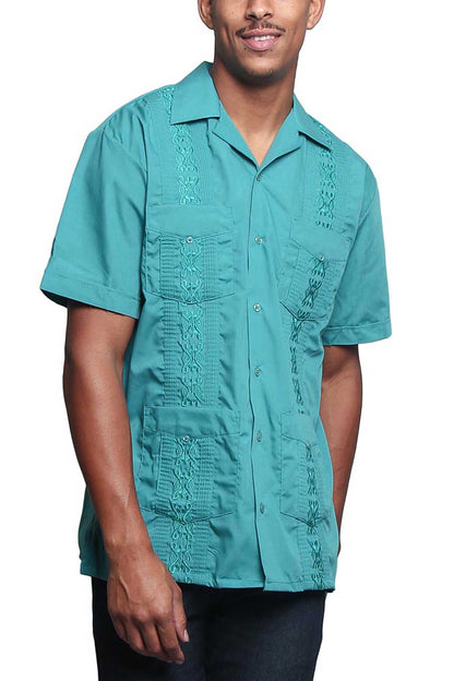 Guayabera Embroidered Pleated Cuban Shirt