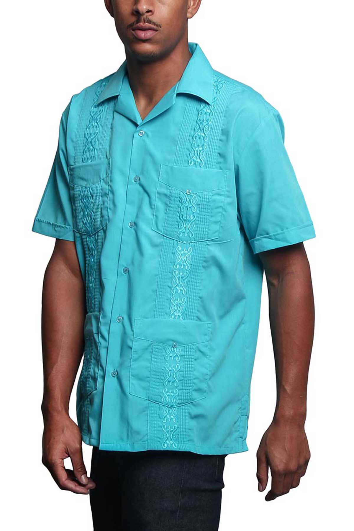 Guayabera Embroidered Pleated Cuban Shirt