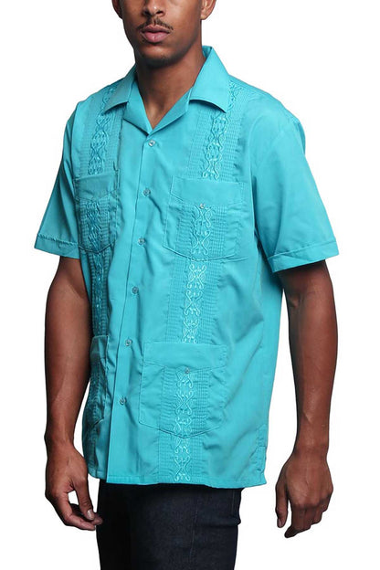 Guayabera Embroidered Pleated Cuban Shirt