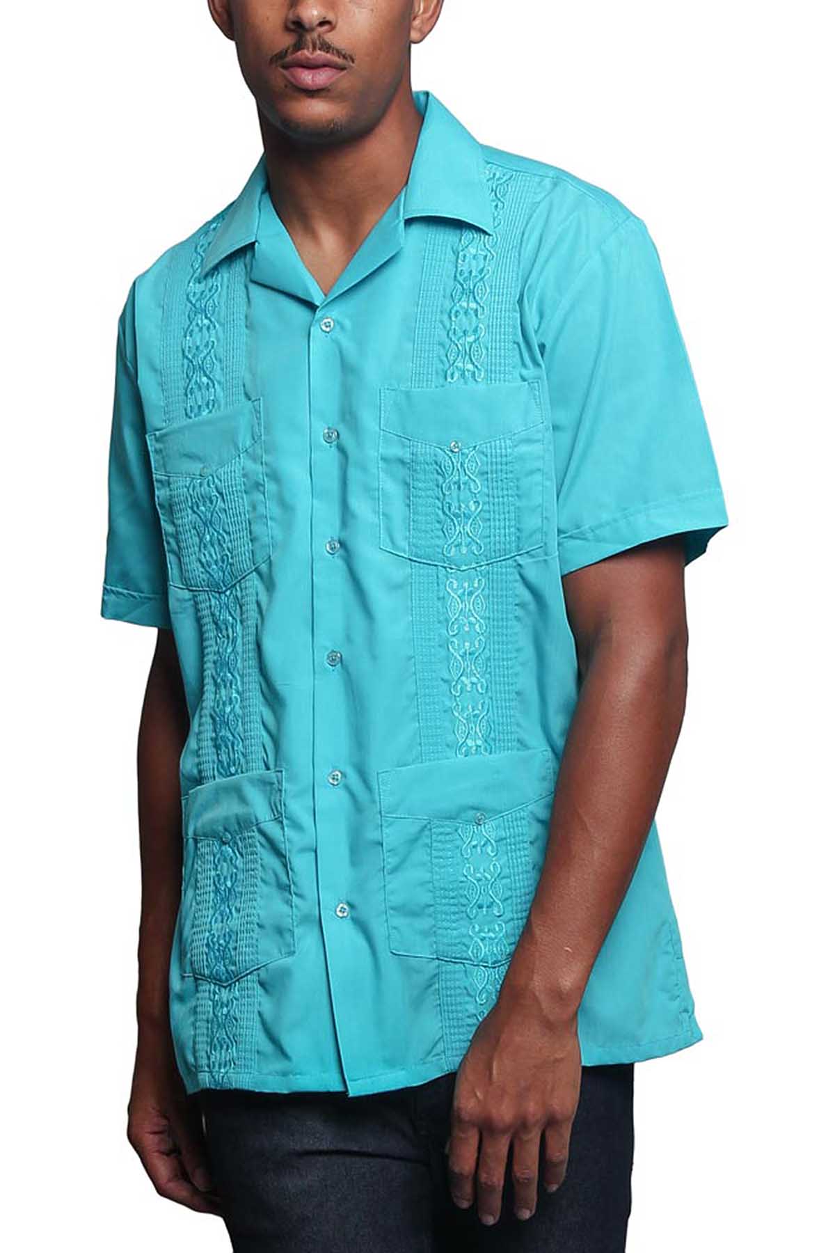 Guayabera Embroidered Pleated Cuban Shirt