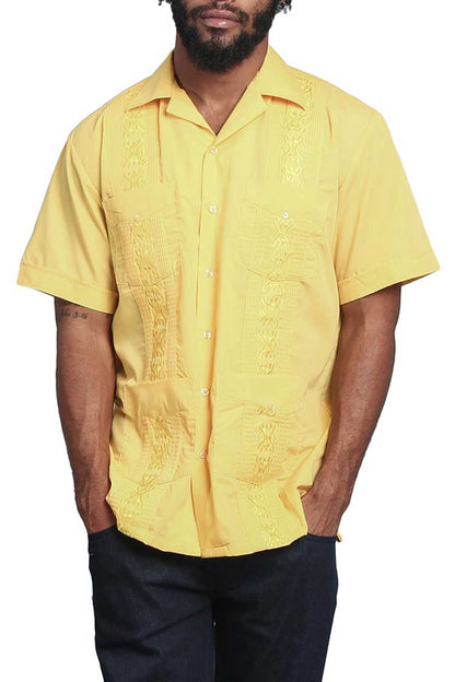 Guayabera Embroidered Pleated Cuban Shirt