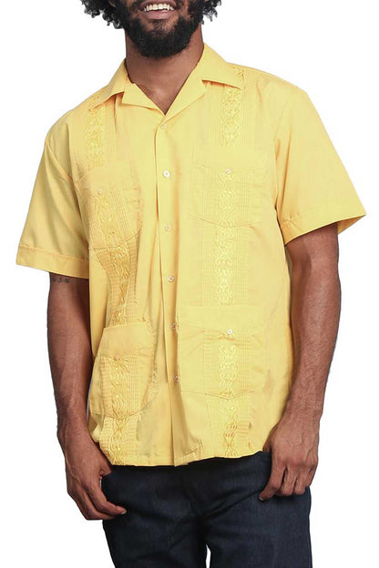 Guayabera Embroidered Pleated Cuban Shirt