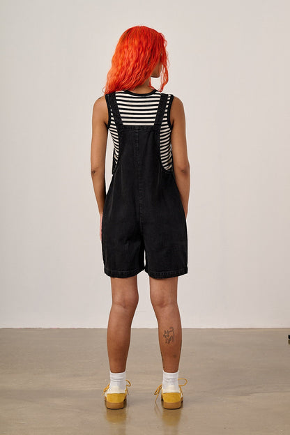 Original Shorts - Cotton Dungaree Shorts in Washed Black
