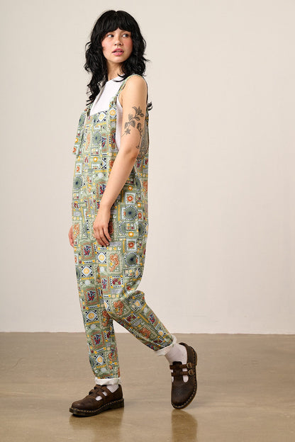 Original - Cotton Dungarees in Green Cosmic Folk