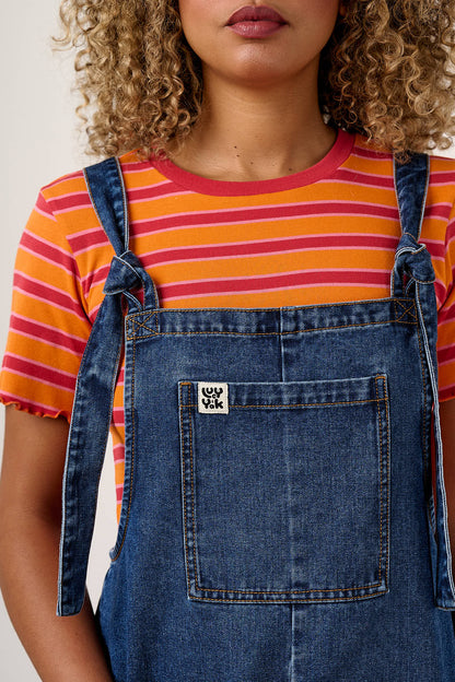 Original Shorts - Cotton Dungaree Shorts in Mid Wash Blue