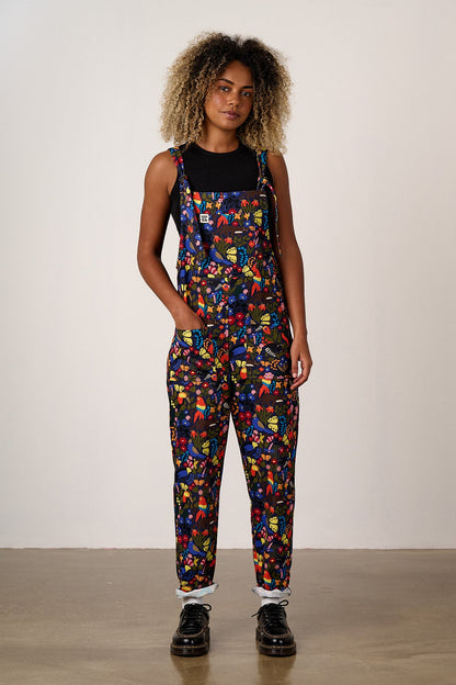 Original - Cotton Dungarees in Animals & Flowers Print