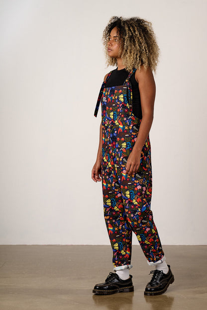 Original - Cotton Dungarees in Animals & Flowers Print