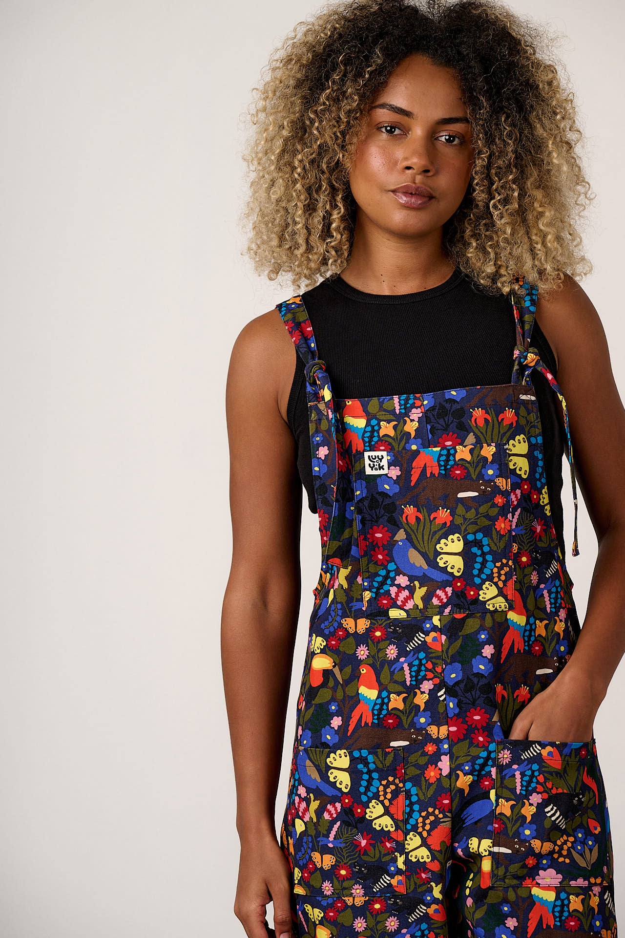 Original - Cotton Dungarees in Animals & Flowers Print