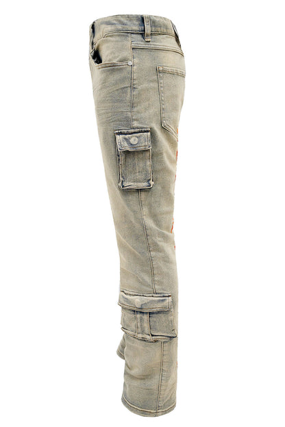 Men's Premium Cargo Embroidered Denim Jeans