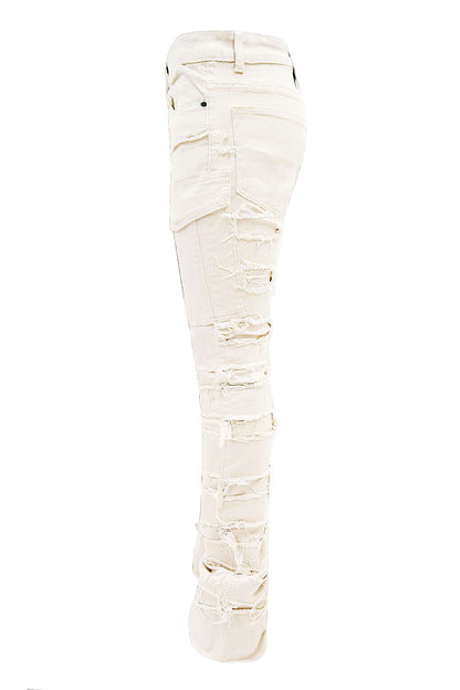 Men's Premium Multi Distressed Cargo Stacked Jeans