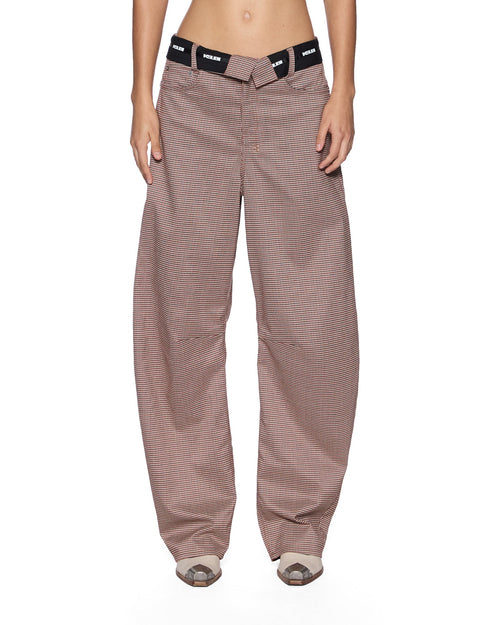 BARREL TROUSER FLIP HOUNDSTOOTH