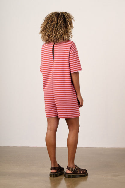 Pedro - Cotton Jersey Playsuit in Pink Stripe
