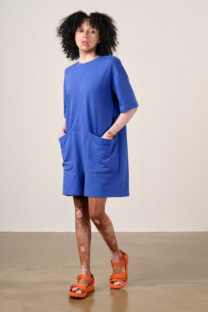 Pedro - Cotton Jersey Playsuit in Dazzling Blue