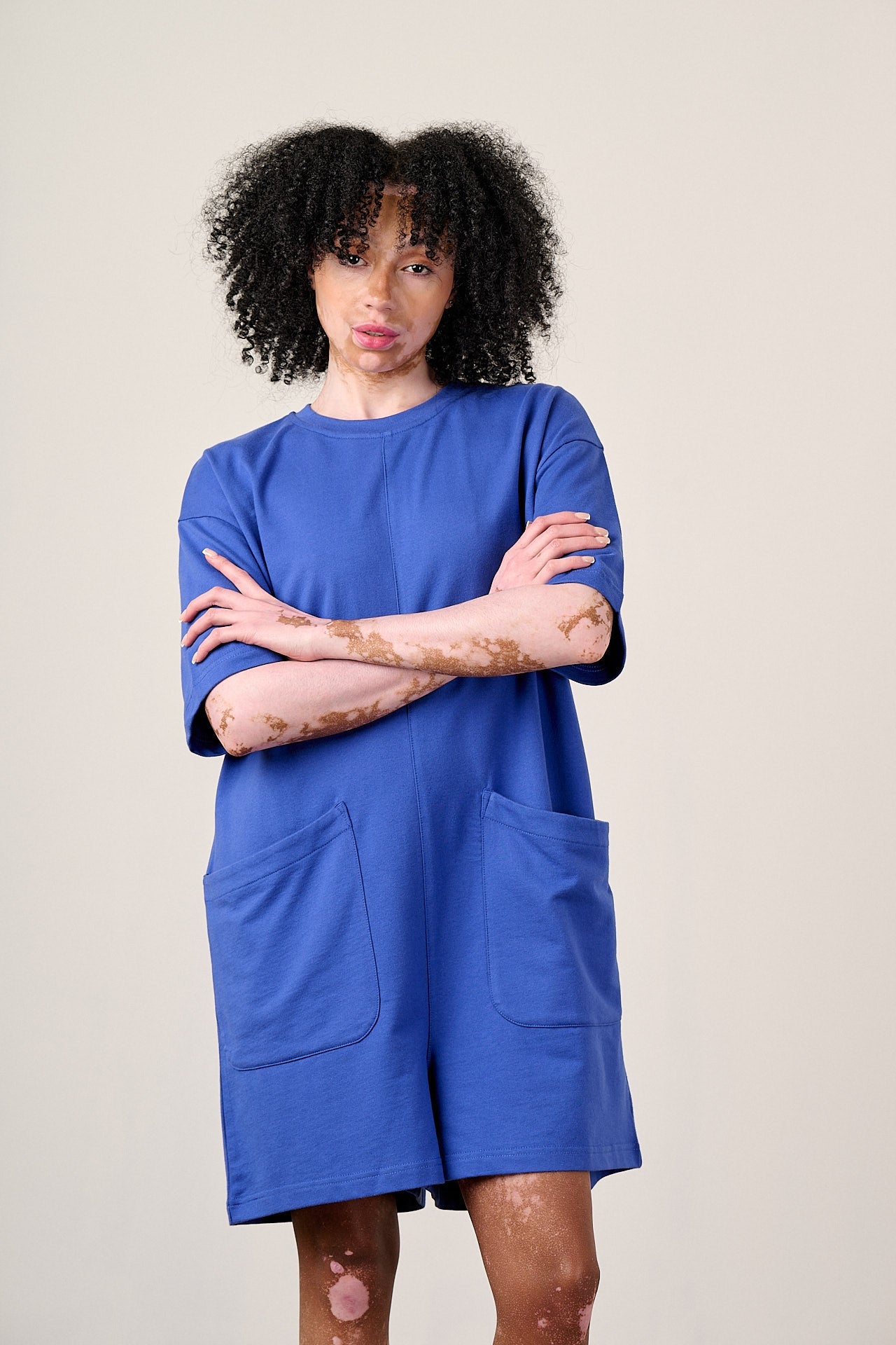 Pedro - Cotton Jersey Playsuit in Dazzling Blue