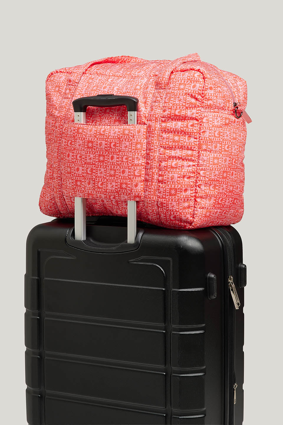 Polina - Weekend Bag in Pink & Red Lunar Checkerboard