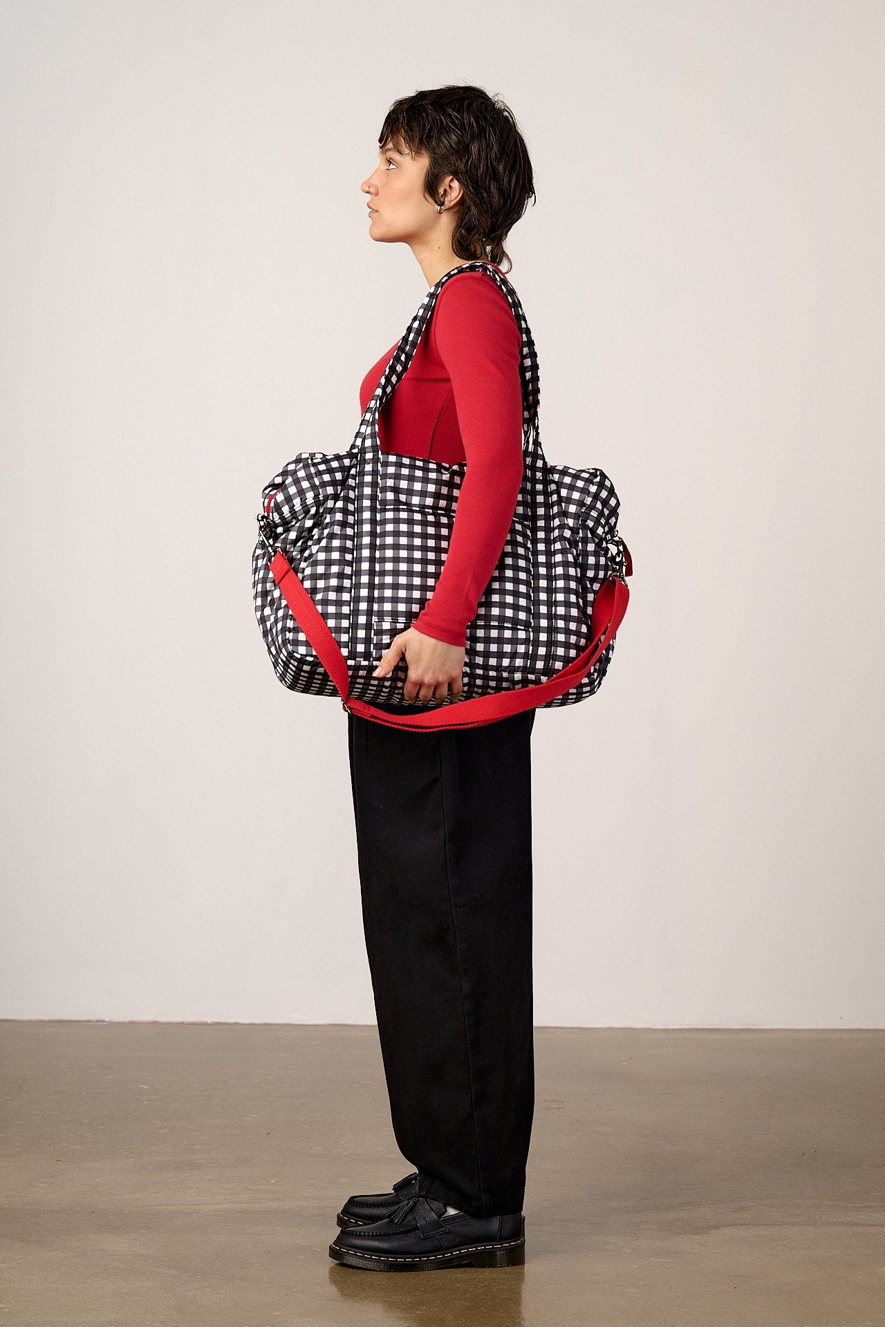 Polina - Weekend Bag in Black & White Gingham