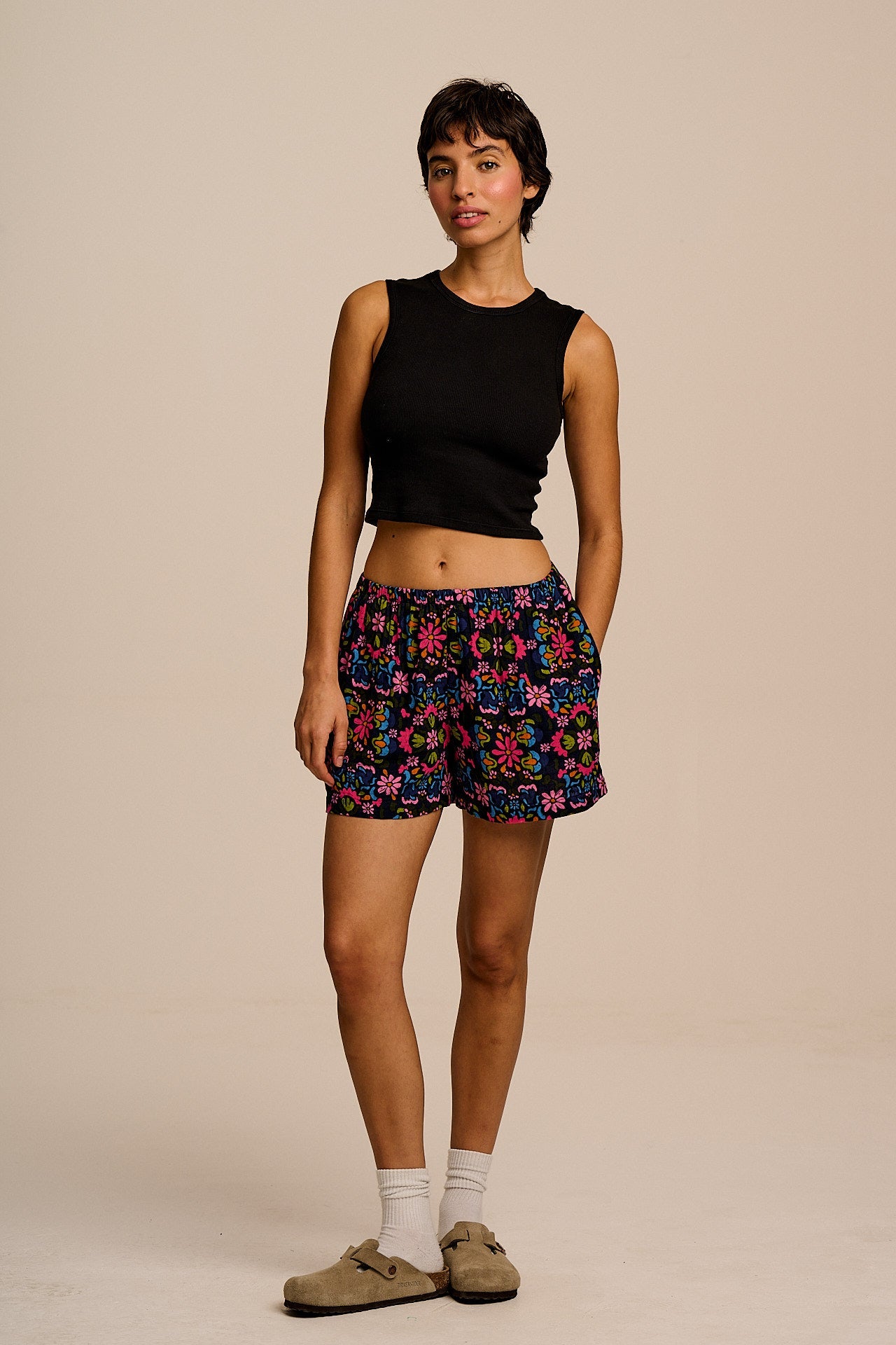 Popan - Cotton Shorts in Artisan Blue Floral