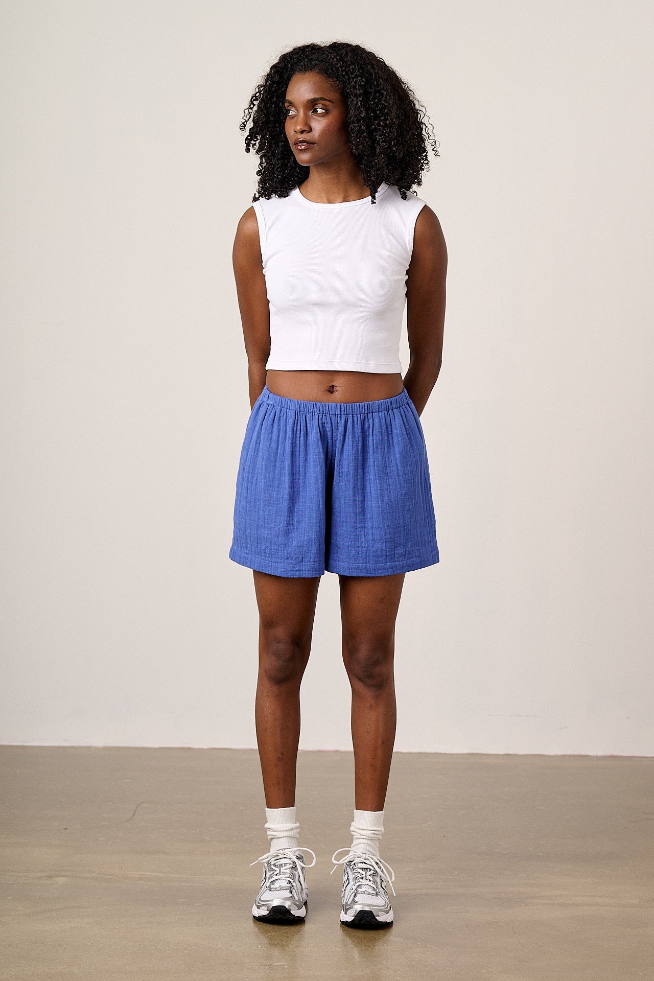 Popan - Cotton Shorts in Dazzling Blue