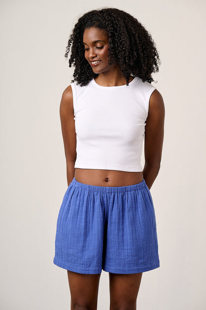 Popan - Cotton Shorts in Dazzling Blue