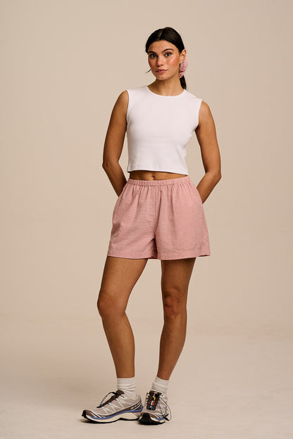 Popan - Cotton Shorts in Pink Mini Gingham