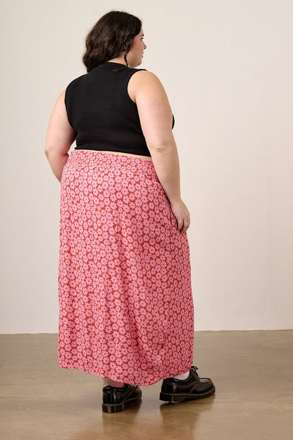 Poppy - Elasticated Waist Skirt in Coastal Flower