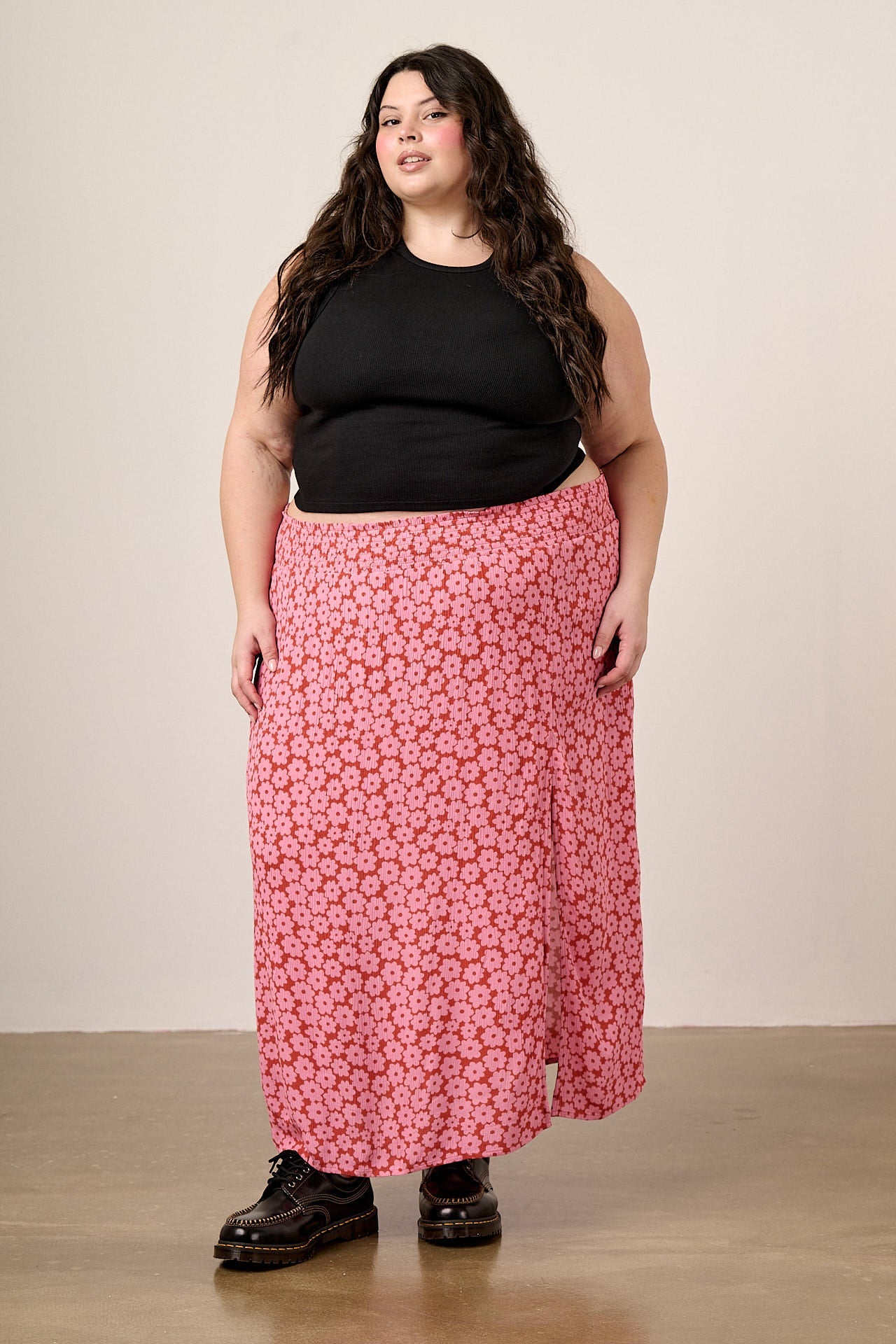 Poppy - Elasticated Waist Skirt in Coastal Flower